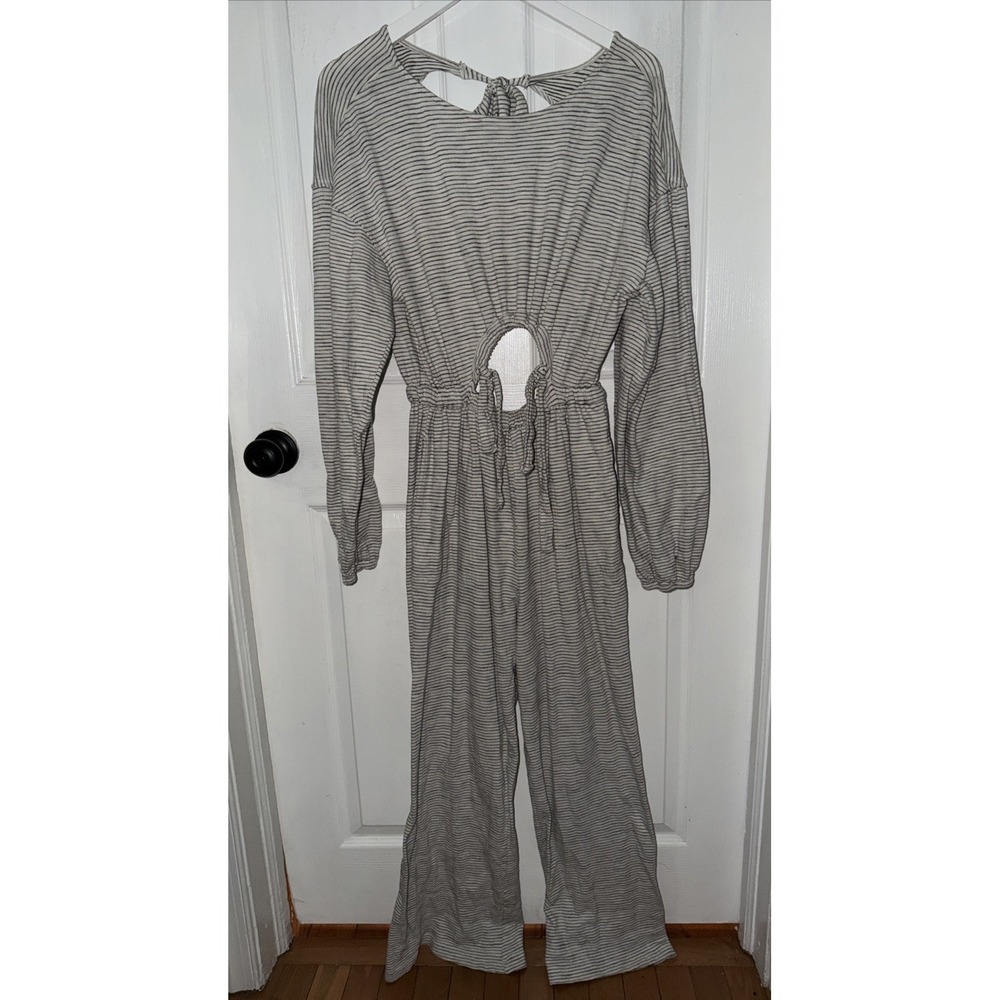 Free People‎ Jumpsuit This Is Your Backless Ivory Combo Wide Leg Striped XS